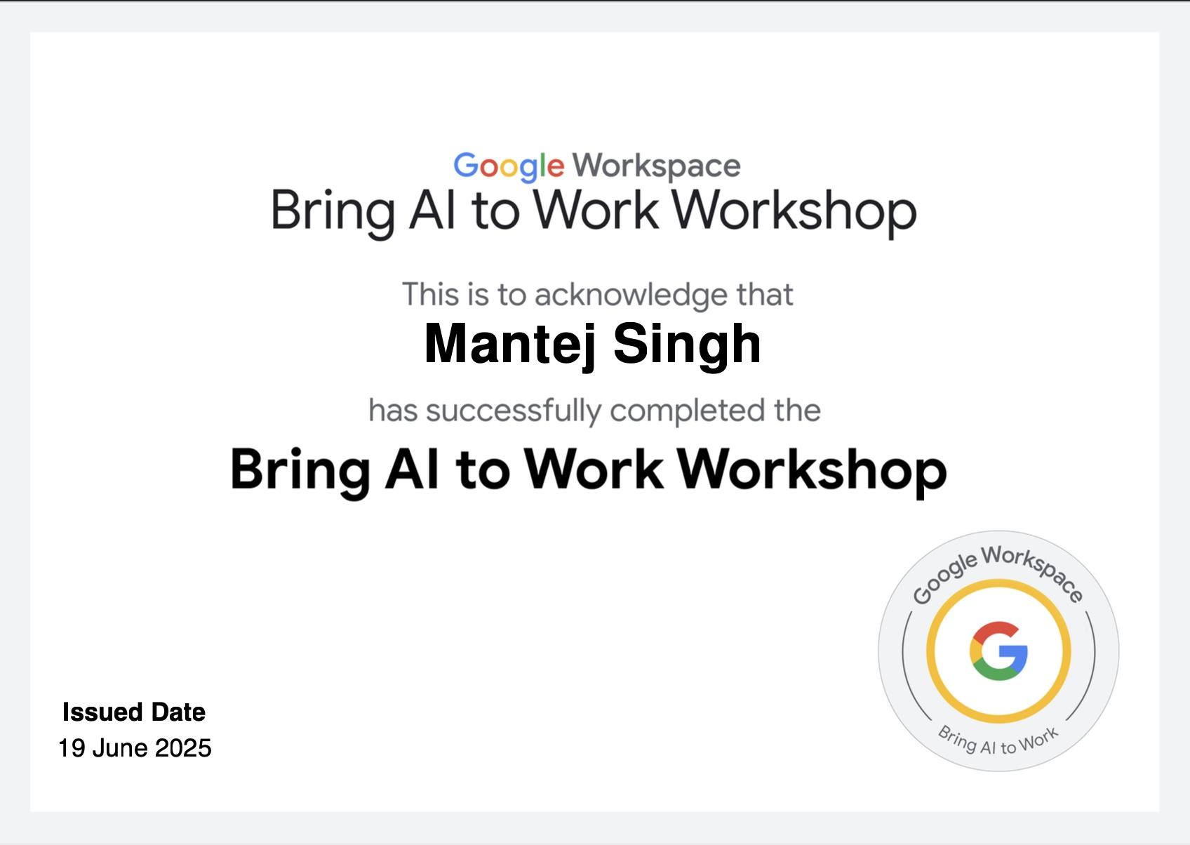Bring AI to Work Workshop